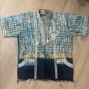 Vintage handmade tie dye embroidered shirt